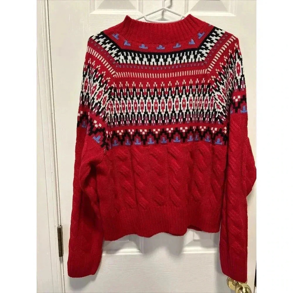 Mountain and Isles Sweater Red Size L Christmas Preppy - Picture 4 of 4